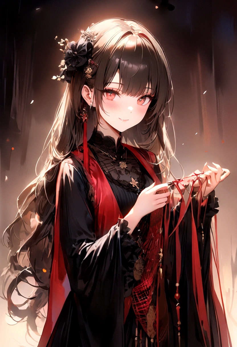 best quality,masterpiece, 1 girl, Solitary, Model photoshoot, Astonishing, Alina, (((Wear))),, Look at the users, Smile, blush, hairpin,(( Weaving)), Hair accessories, ((Hairpin)),