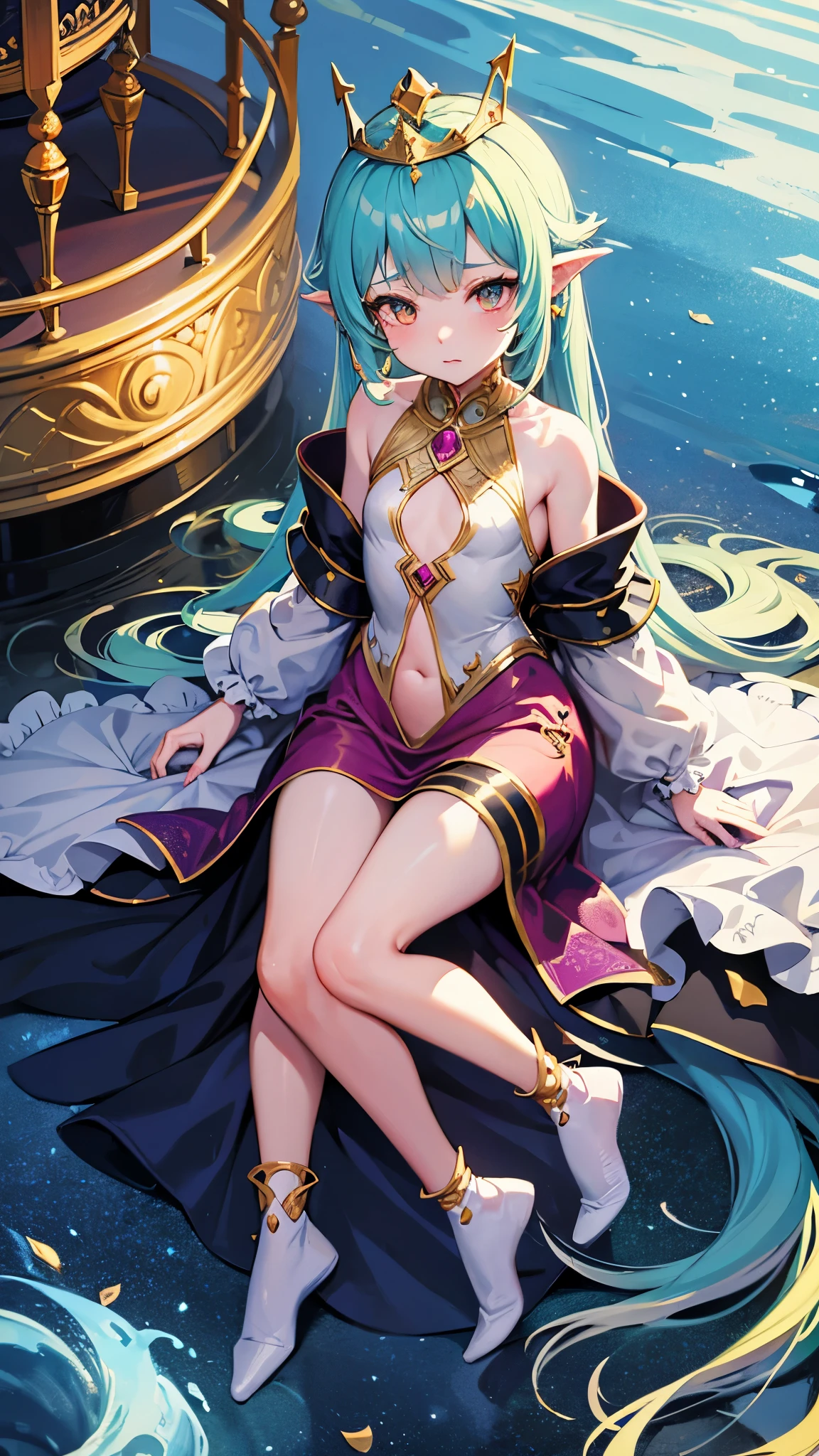 Dragon Girl Small Graceful Clothes Fantasy Queen, little, Full Height Fantasy, Queen, elegant, Harsh, cold, dragon, Full length, lace, , lolieen, rich, a lot of jewelry, Crown, Gold, Little Dragon Girl