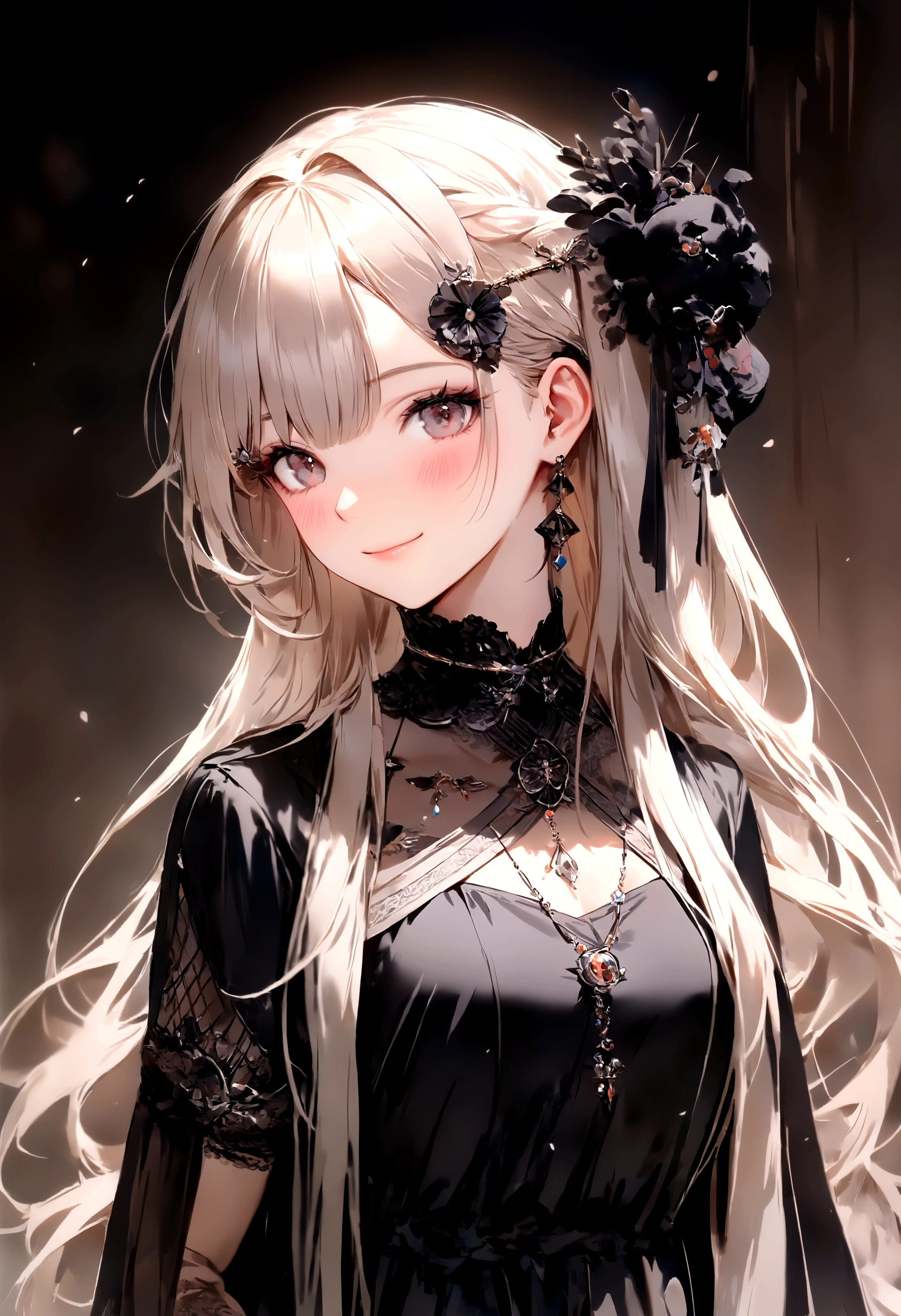 best quality,masterpiece, 1 girl, Solitary, Model photoshoot, Astonishing, Alina, (((Wear))),, Look at the users, Smile, blush, hairpin,(( Weaving)), Hair accessories, ((Hairpin)),