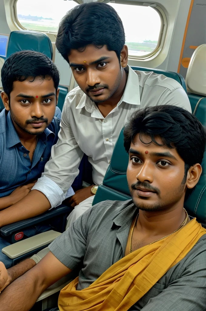 A boy going hyderabad to thirupathi in flight