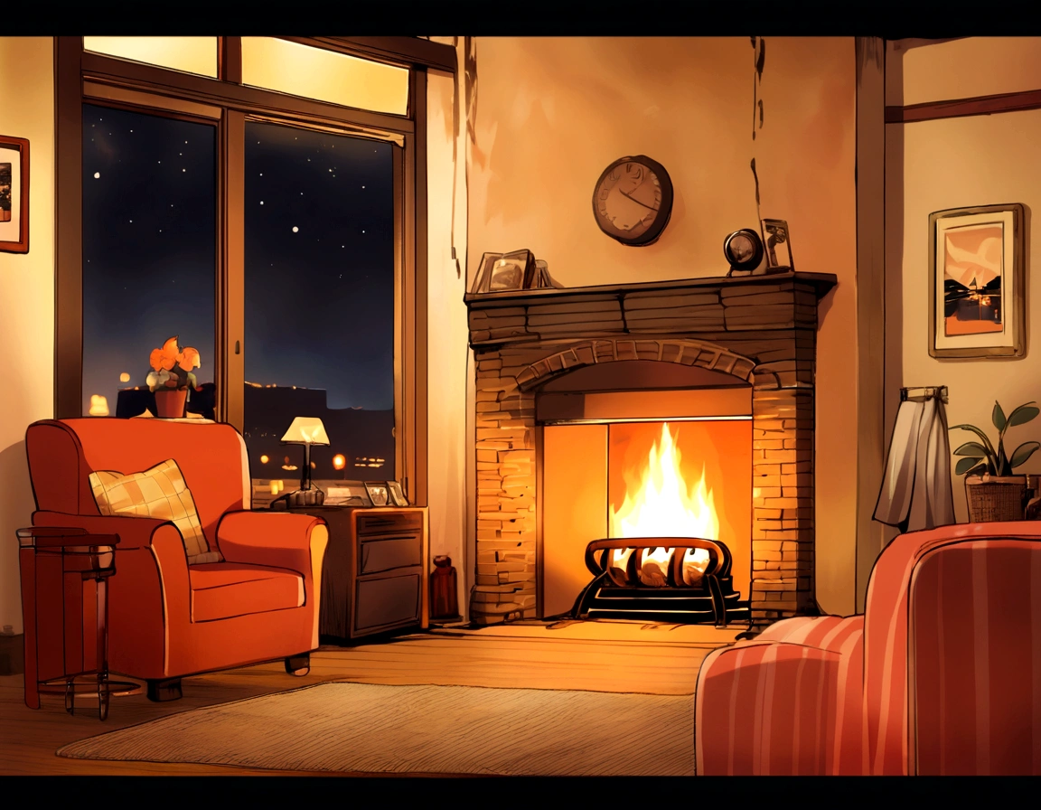 Fireplace at the end of the night, Retro Cafe