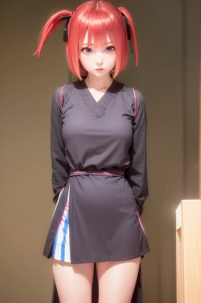 nino nakano, short hair, bangs, blue eyes, hair ornaments, Hair Ribbon, Pink Hair, blunt bangs, Both sides up, butterfly hair ornaments, skirt, Off the shoulder、Random color see-through kunoichi costume、Japanese see-through female samurai costume、、See-through female ninja costume,, Open clothes, Collared dress emphasizes cleavage、胸の谷間のSweat is noticeable,, 満開のcherry blossoms、cherry blossoms、Open-air bath、Outdoor、Professional lighting light reflection、 looking at viewer, (masterpiece:1.2), highest quality, High resolution, unity 8k wallpaper, (figure:0.8), (Beautiful fine details:1.6), Highly detailed face, Perfect lighting, Highly detailed CG, (Perfect hands, Perfect Anatomy),heavy rain、heavy rainで全身びしょ濡れ、heavy rainで全身びしょ濡れの服、High heels、 ((Perfect handsの形))、(Perfect foot shape、Sweet look、Gestures to seduce a man、Dynamic Pose、Shining Sweat、Perfect Skin,Sweat is noticeable、太もものSweat is noticeable、Knee socks、 Fair skin,Tight waist, Sweating profusely、Sweaty hair、Sweaty clothes、Sweaty、Visible sweat、rain-wet hair