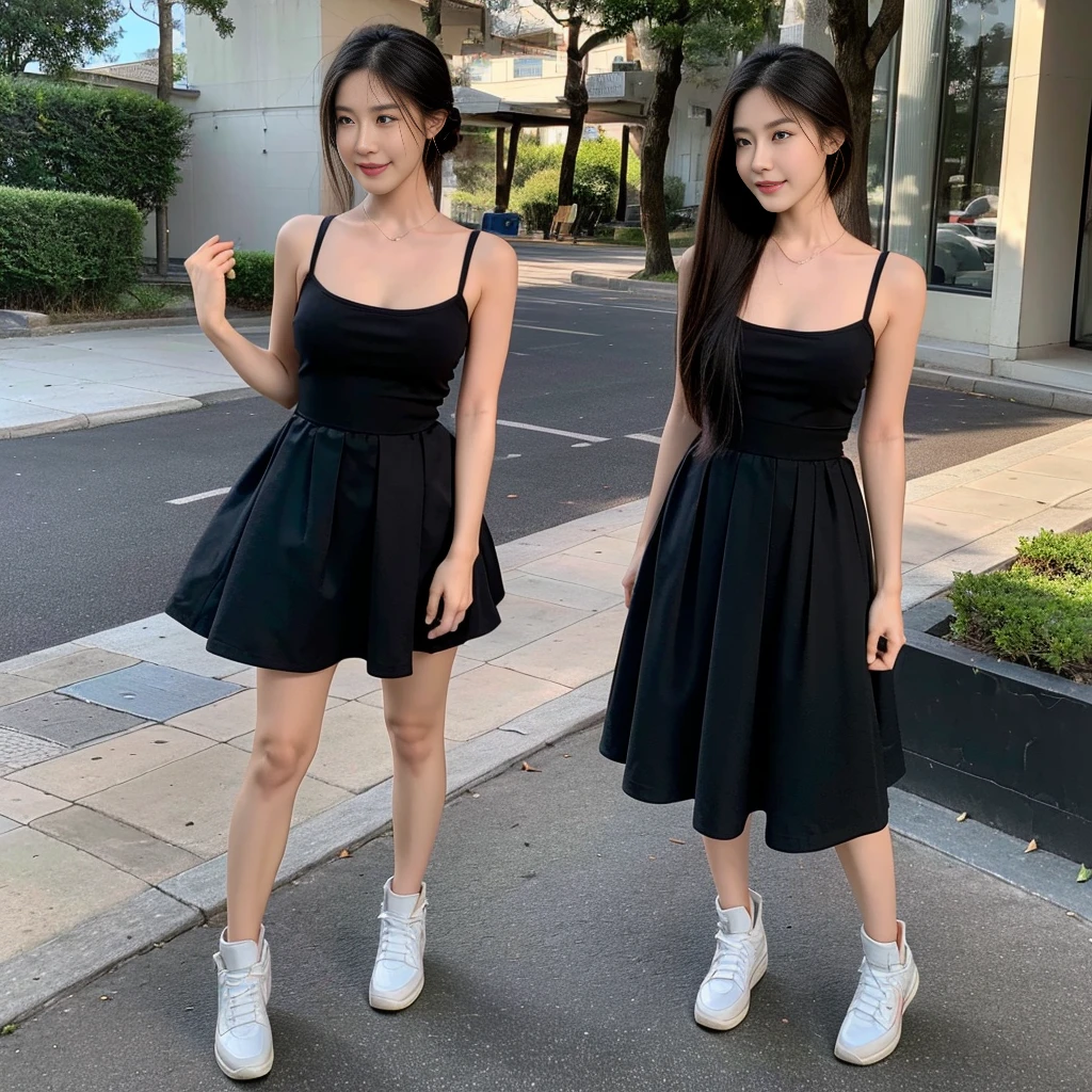 (a photo of the night sky), (a photo of a nighttime landscape), (black dress), (a girl pretty girl with perfect figure), (Short flared dress), (cotton spaghetti-strap top), (strapless dress), (short black summer wedding dress), (32K,1 20-year-old girl, The light from the rear window is backlit, Ray traching), (full body), (white sneakers), (a pair of white leather boots, highly detailed boots), (hair black), (two-parted hair :1.3), (very thick hair), (hands close to the body), (Slender chest), (visible shoe sole :1,5), (short upper chest :1.5), (pectoral muscles are large :1.5), (upper breasts are firm and round :1.5), (stand upright), (two shoe ends), (two shoe toes) ,(put on blush), (apply powder), (makeup), (standing), (asian girl princess), (thick thighs), (large calves), (Black non-reflective fabric for making dresses), (dark colthing), (large knees), one-piece dress, seamless dress), (standing), (one-piece skirt), (seamless skirt), (long shins) , (big shins), (Hem full flared dress), (standing exactly), (center shoes shot), (she is walking), (standing),
(knee gap),