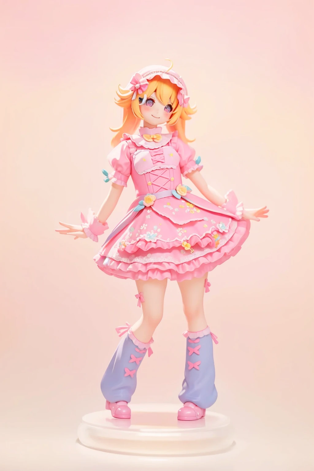 Reality、Blind Box、《Q version girl》(Wear pink short sleeves,Pink Lolita dress,Bow,Yellow hair,Smile)