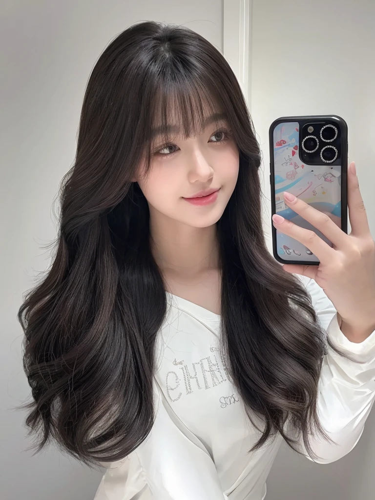 Long curly black brown hair,Natural and beautiful hair,The background is simple and clean