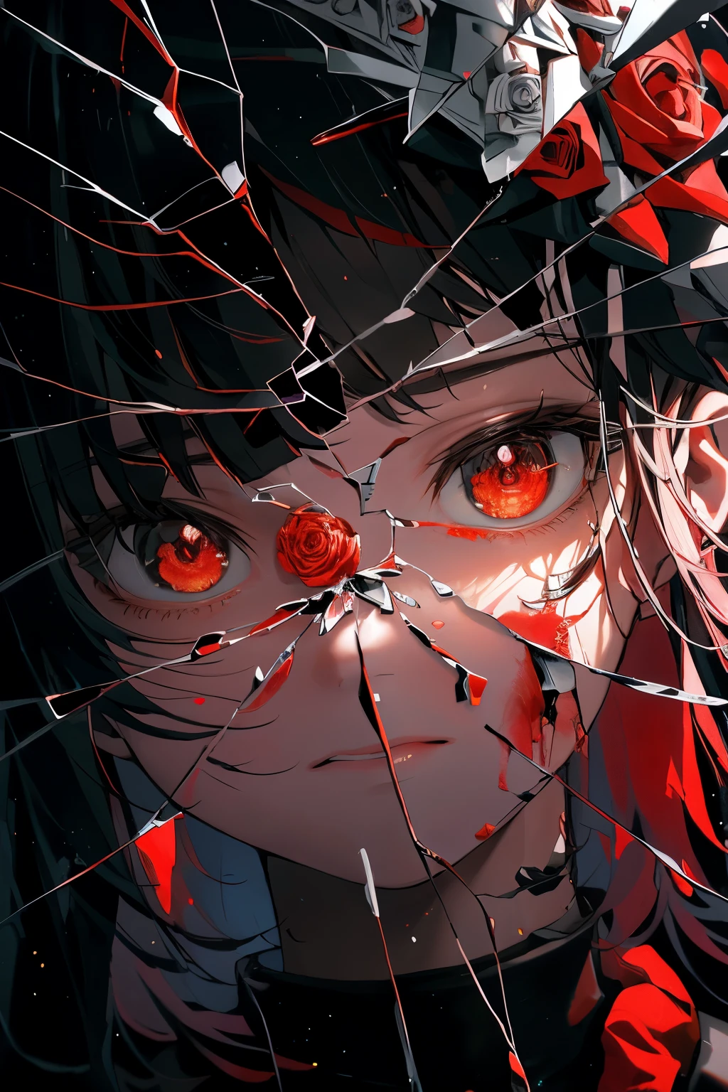 1 girl,alone,Red eyes,Bloody Rose