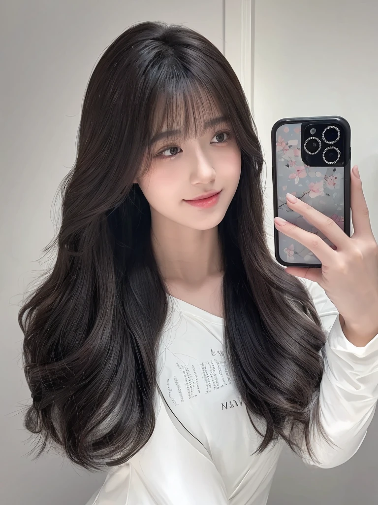 Long curly black brown hair,Natural and beautiful hair,The background is simple and clean
