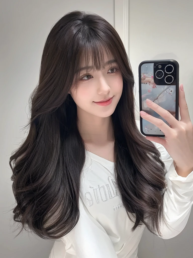 Long curly black brown hair，Natural and beautiful hair，The background is simple and clean