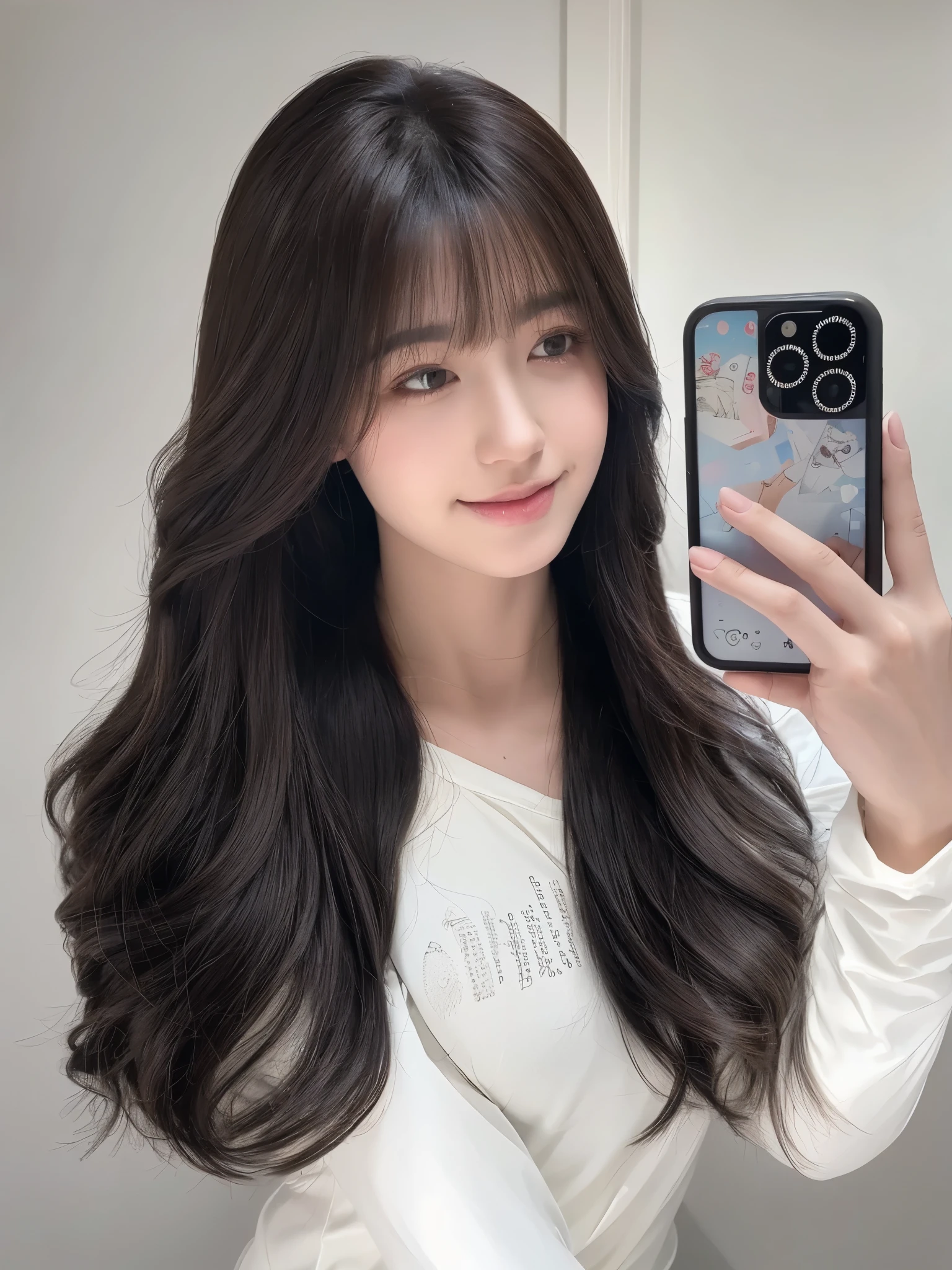 Long curly black brown hair,Natural and beautiful hair,The background is simple and clean