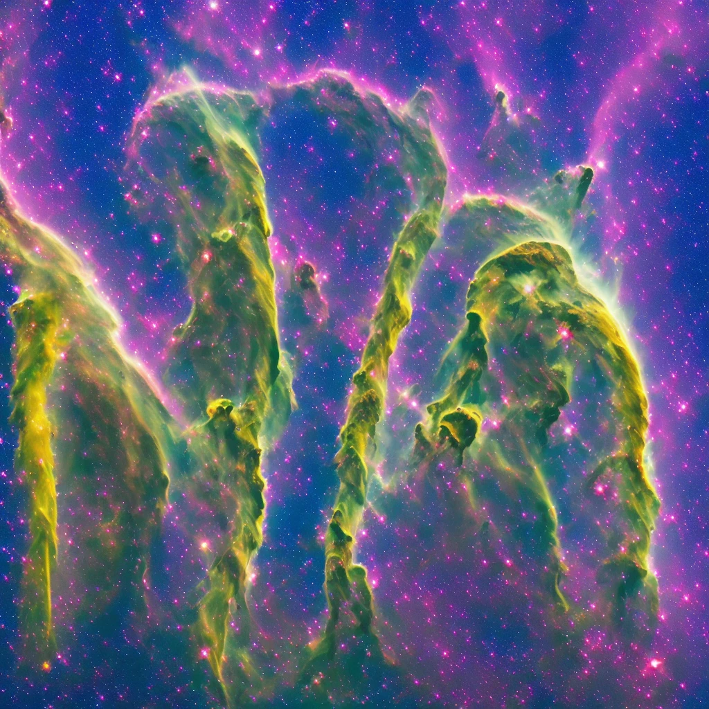Colorful space nebula photo, Very detailedな, Vibrant colors, Realistic, cloudy, It was foggy, (Blue Yellow Red Purple Yellow Green Black:2.0), Professional photography, Dynamic Light, Photorealistic, hyperRealistic, Very detailed, High detail, Realistic shadows and highlights, Photo Quality, Sharp Edges, High resolution, high quality, professional camera, Natural light, Depth of written boundary, Image clarity, Sharp focus,(Bright primary colors:1.5),flashy,explosion.(explosion:1.4),Milky Way,The nebula spreads in all directions