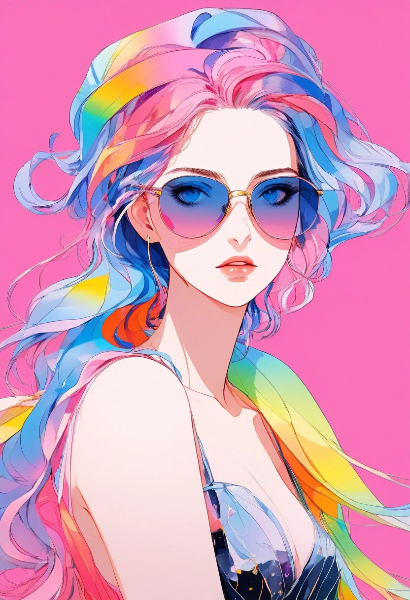anime ,Realistic ,sketch , One girl, ,lip,  Blue gradient background, Neon Hair,textured crop,  , (masterpiece,highest quality,Bottom style)
Negative Prompt: (Worst quality, low quality,Realistic,figure, 3D, 2D, Painting, comics, sketch)
procedure: 40, size: 768x1152, seed: 742720333, model: SDVN7 - Rainbow Style XL, version: v1.6.0-78-GD39440BF, sampler: Euler A, CFG scale: 10, Clip skip: 2, model hash: 6e0ba74ac1, Style Selector Style: base, Style selector enabled: truth, Style Selector Randomization、Summer One Piece、sunglasses、summer、from front、front、Cleavage