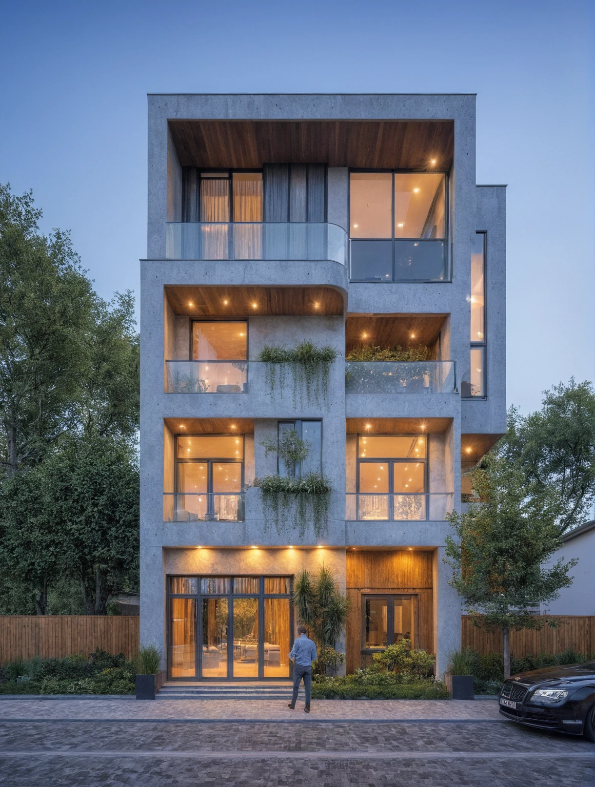 villa moderne, (style moderne:1.2), exterior design, vue de perspective, (block sidewalks and asphalt roads), (la maison du voisin d'Beside), (jour light sky background), Arbres bas autour de la maison, atmosphère globalement paisible photo cinématographique, (L'neutral lighting suitable for the modern villa, clear color thermometer sunlight 5500 KEVIN), Hyperrealistic art, professionnel, 8k, very detailed ï¼, (visualisation de la conception architecturale), (reflection), (se concentrer sur un objet), (material normal bump real reflection), (Scattered light), (hidden light) (rayon de lumière), (lumière multifaisceaux), (rayon de soleil) (multi-level reflection), (rendu de visualisation du logiciel corona:1.2),(((Best quality))), ((chef-d'artwork)), ((meilleure illustration)), ((meilleures ombres)), ((Great detail)), (Lignes complexes), (photorealism),(hyper detail), ((archaic)), ((Award-winning design)), (dynamic light), ((jour)), (Lumière parfaite), (Shimmering light), ((photorealistic)), ((complex detail)), ((extreme detail)), ((science)), ((hyper-detail)), ((Great detail)), ((super realistic)), ((Crazy Detail)), ((rendu d'octane)), ((cinematic)), ((tendance sur artstation)), ((High fidelity)), ((video)), ((croustillant)), ((Brillant)), ((Superbe)), ((Attrayant)), ((High quality)),((pointu))((Brillant)), ((Superbe)), naturel, ((Attrayant)), ((Enlightening)), ((impeccable)), ((High quality)),((pointu edge render)), ((moderately soft lighting)), ((rendu photographique)), ((detailed archiving)), {real environment|spring adjustment|espace de style tropical}