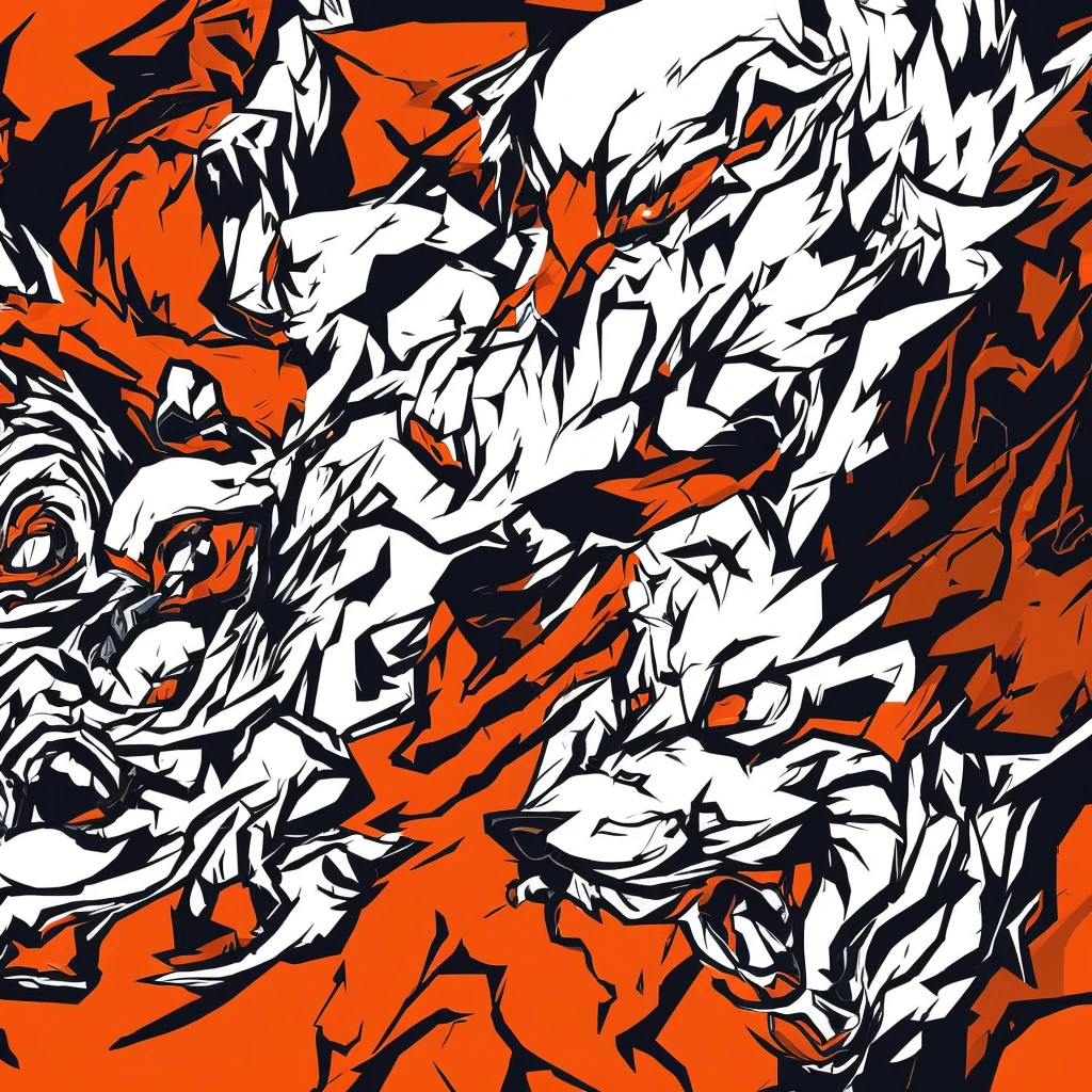 Logo, three wolves, one of them howls on the moon which is orange colour, vector colours