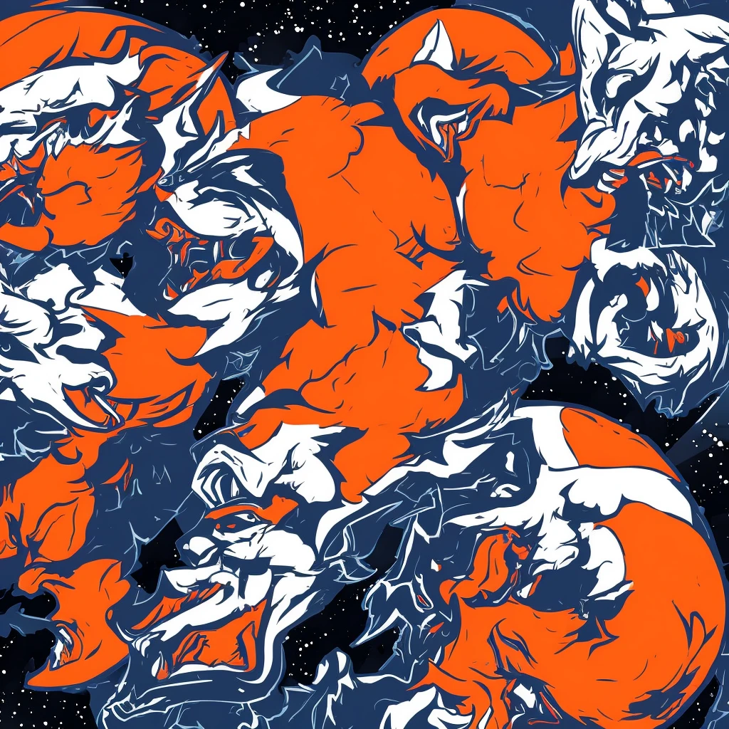 Logo, three wolves, one of them howls on the moon which is orange colour, vector colours