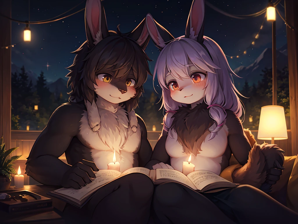 Hallucination, daydream , bokeh , Controlled by darkness, Kama Sutra , hairy fur rabbit couple
