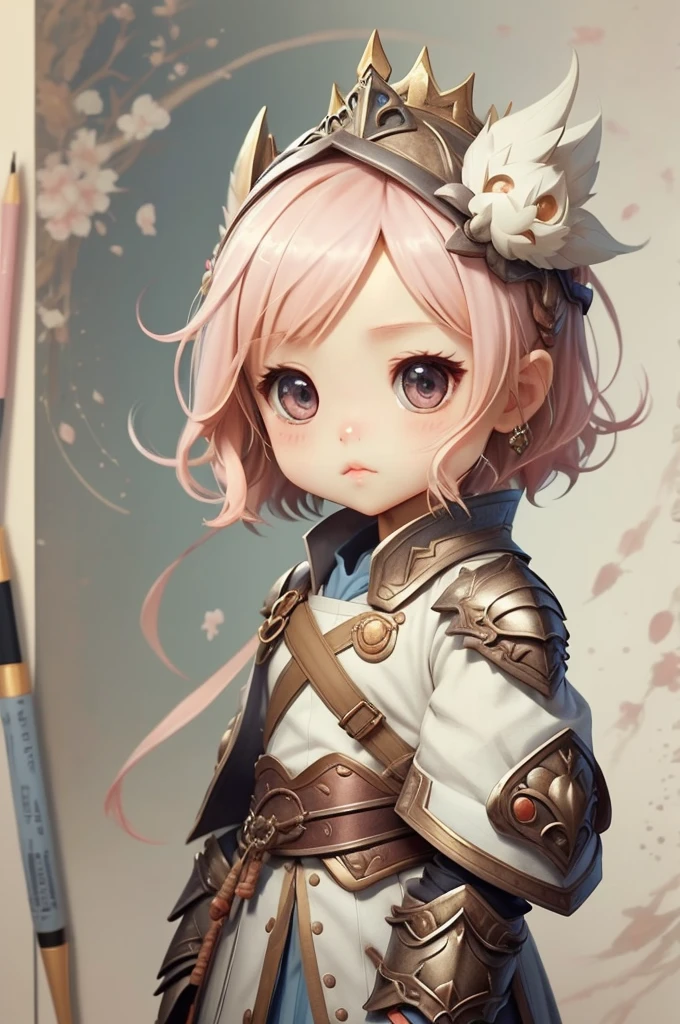Chibi Character, tickle, kind, sweet, Pastel colored armor, Deformation, Jan 08k, art, beautiful, Authenticity, original, masterpiece, highest quality, highest quality, beautiful そして 美的,
