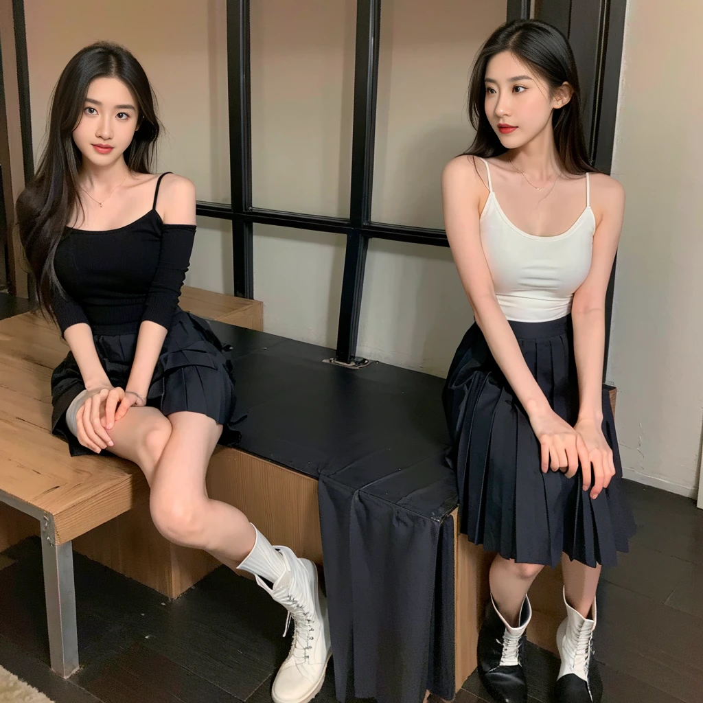 (Skirt full thigh), (knee-length outfit), (hair curled on both sides), (center shoes shot), ((full-body standing image)), (cover knee), (white t shirt), (Scottish pleated skirt), (bare shoulders), (bare arms), twinsies、The ultra-detailliert, (white t shirt), (cotton spaghetti-strap top), (cotton spaghetti-strap top), (cotton spaghetti-strap top), (cotton spaghetti-strap top), (long skirt), (A hem full flared skirt), (Hem full flared dress), (a girl pretty girl with perfect figure), (a photo of the night sky), (32K,1 20-year-old girl, The light from the rear room is backlit, Ray traching), (a pair of black leather boots, highly detailed boots), (full body), (hair black), (two-parted hair), (very thick hair), (Slender chest), (short upper chest), (pectoral muscles are large), (upper breasts are firm and round), (stand upright), (two shoe ends), (two shoe toes) ,(put on blush), (apply powder), (makeup), (standing), (asian girl princess), (Black non-reflective fabric for making skirt), (dark skirt), (thick thighs), (large calves), (large knees), (one-piece skirt), (seamless skirt), (long shins) , (big shins), (A hem full flared skirt), (Hem full flared dress), (A hem full flared skirt), (thighs meets knee), (black skirt), (black skirt), (black skirt), (black skirt), (knee gap), (knee gap), (black shoes), (knee gap), (black shoes), (Expose cleavage), (Scottish pleated midi skirt) (Super fine face and eyes), (Highly detailed face and skin texture, Detailed eyes, Double eyelid), (stading shot), (stading shot), , (Scottish pleated midi skirt), (Scottish pleated midi skirt), (knee-length outfit),(knee-length outfit),(knee-length outfit),(knee-length outfit),(knee-length outfit), (Skirt full thigh), (Skirt full thigh)
