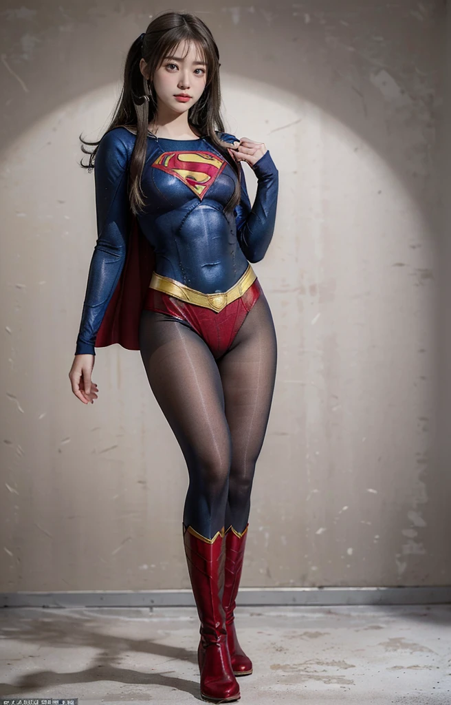 No background、(((Beautiful legs in black tights.)))、(((Legally express the beauty of your smile)))、((((Make the most of your original images)))、(((体にぴったりフィットするSupergirl Costume)))、(((Supergirl Costume)))、(((Beautiful twin tail hairstyle)))、(((She is winking cutely.)))、(((Please wear black tights....、Wear red boots)))、((Best image quality、8k))、((highest quality、8k、masterpiece:1.3))、(((Preserve background )))、Sharp focus:1.2、Beautiful woman with perfect figure:1.4、Slim Abs:1.2、Wet body:1.5、Highly detailed face and skin texture、8k