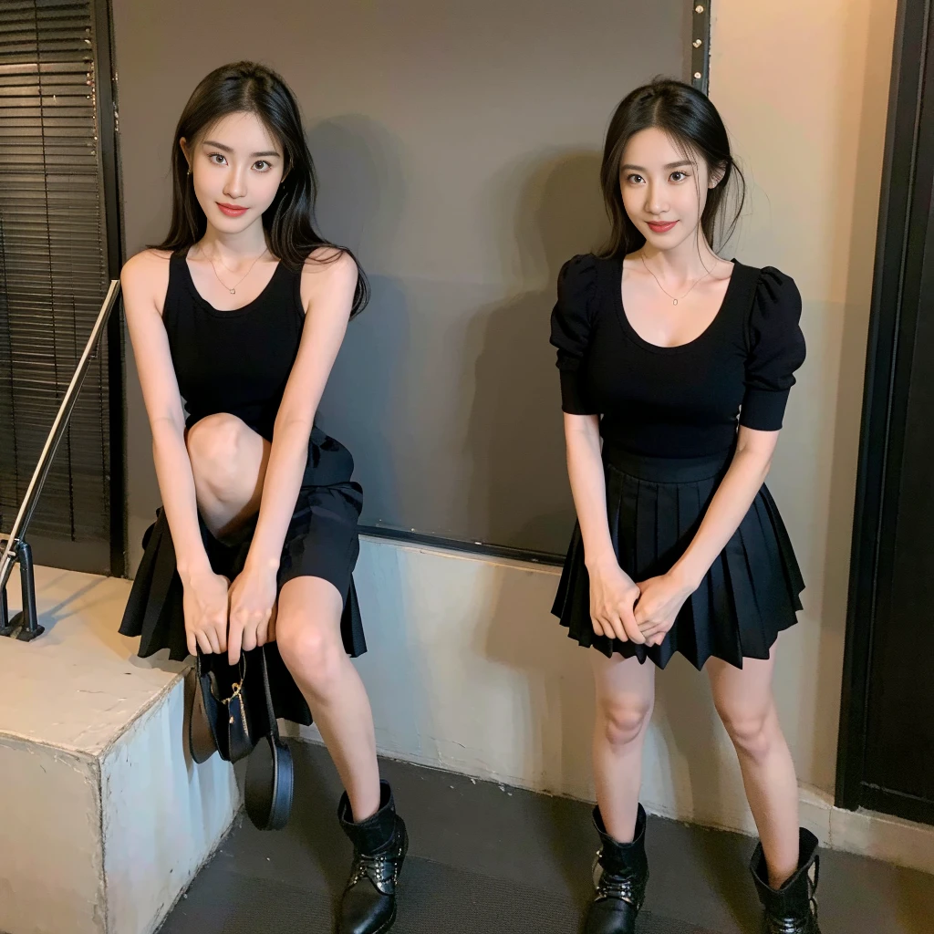 (black Shorts), (black Shorts), (black Shorts), (black Shorts), (Skirt full thigh), (knee-length outfit), (hair curled on both sides), (center shoes shot), ((full-body standing image)), (cover knee), (white t shirt), (Scottish pleated skirt), (bare shoulders), (bare arms), twinsies、The ultra-detailliert, (white t shirt), (cotton spaghetti-strap top), (cotton spaghetti-strap top), (cotton spaghetti-strap top), (cotton spaghetti-strap top), (long skirt), (A hem full flared skirt), (Hem full flared dress), (a girl pretty girl with perfect figure), (a photo of the night sky), (32K,1 20-year-old girl, The light from the rear room is backlit, Ray traching), (a pair of black leather boots, highly detailed boots), (full body), (hair black), (two-parted hair), (very thick hair), (Slender chest), (short upper chest), (pectoral muscles are large), (upper breasts are firm and round), (stand upright), (two shoe ends), (two shoe toes) ,(put on blush), (apply powder), (makeup), (standing), (asian girl princess), (Black non-reflective fabric for making skirt), (dark skirt), (thick thighs), (large calves), (large knees), (one-piece skirt), (seamless skirt), (long shins) , (big shins), (A hem full flared skirt), (Hem full flared dress), (A hem full flared skirt), (thighs meets knee), (black skirt), (black skirt), (black skirt), (black skirt), (knee gap), (knee gap), (black shoes), (knee gap), (black shoes), (Expose cleavage), (Scottish pleated midi skirt) (Super fine face and eyes), (Highly detailed face and skin texture, Detailed eyes, Double eyelid), (stading shot), (stading shot), , (Scottish pleated midi skirt), (Scottish pleated midi skirt), (knee-length outfit),(knee-length outfit),(knee-length outfit),(knee-length outfit),(knee-length outfit), (Skirt full thigh), (Skirt full thigh), (black Shorts), (black Shorts), (black Shorts)
