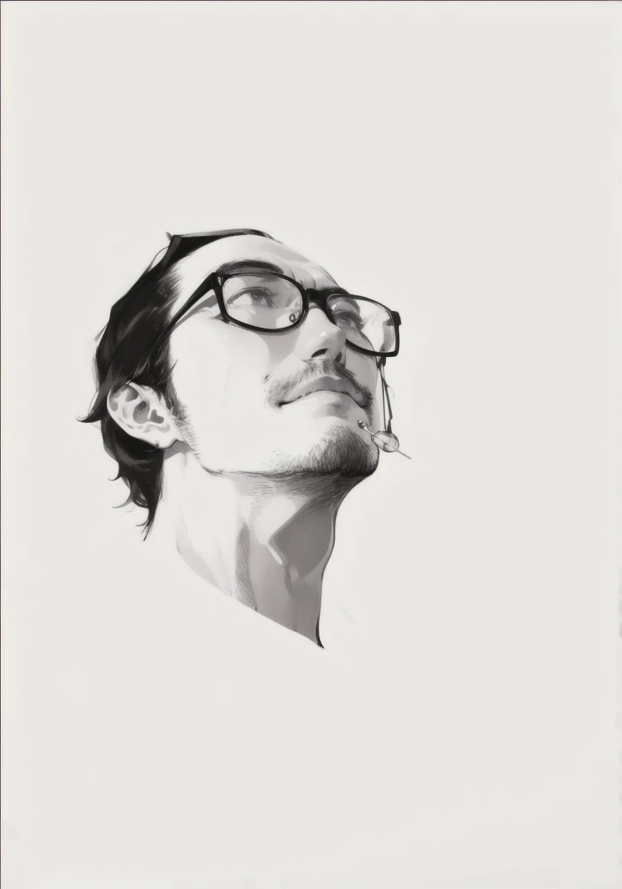 masterpiece, best quality, 1 male, adult, tall muscular, handsome, complicated laboratory, mad scientist, messy hair, forehead, glasses, wooden wall, desk full of junk, test tube, bottles, Window, sit on chair, hold test tube, evil smile, from side|from above