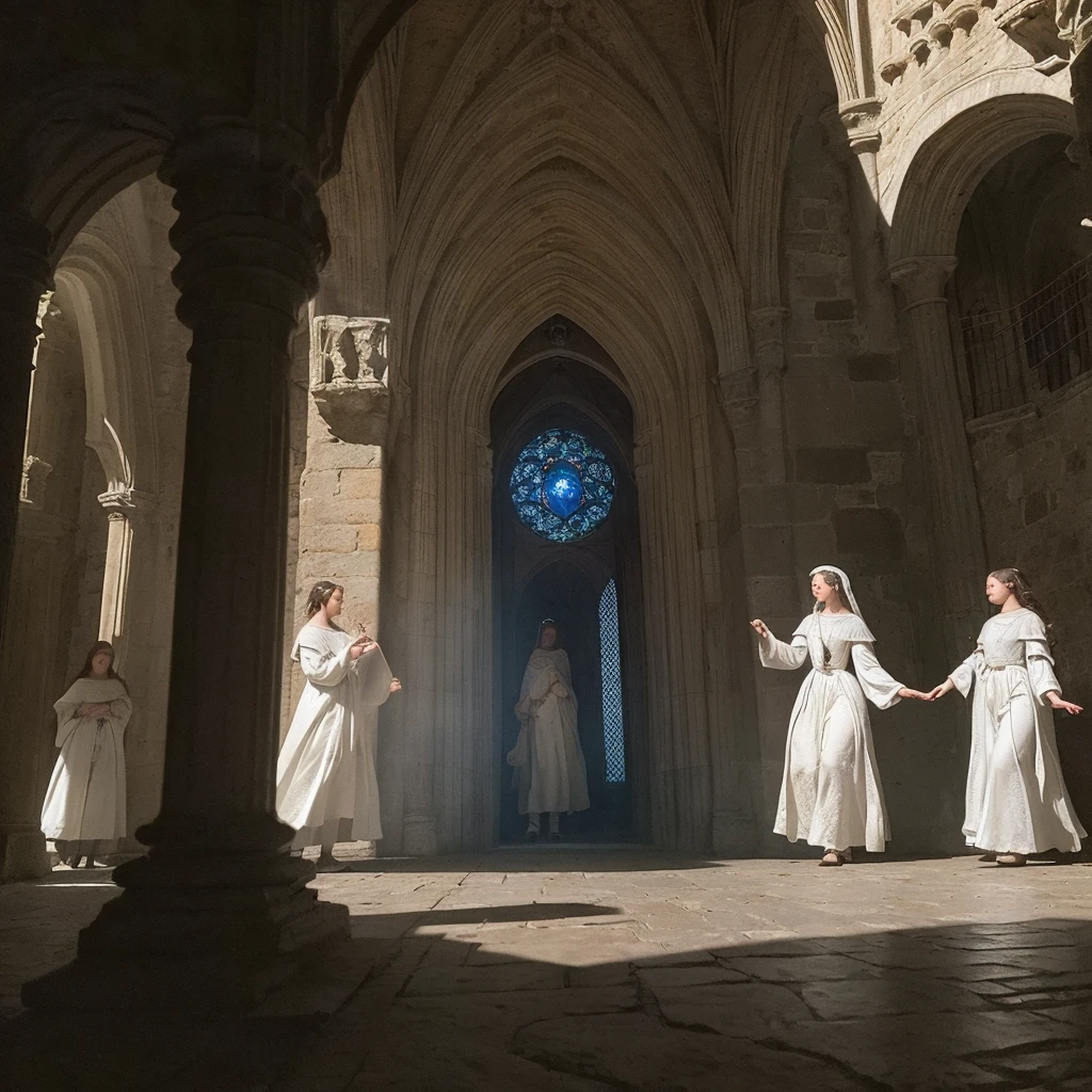 (AI-generated images at their full potential)(Ultra high definition)Slow motion、8K video(Inside the castle)(15th century France)(Rembrandt's Light)(Medieval Europe)、(Lots of white space)(Optics 1:Minimum 3)、PhotoReactive、dark、Deep Shadow、moderate、