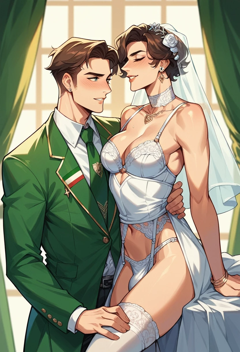 an Italian living in Milan, Italy,a father(he had been brainwashing by his secondson , crossdressing , bride of his secondson, wear sexy lingerie,has first night sex with his secondson ,)