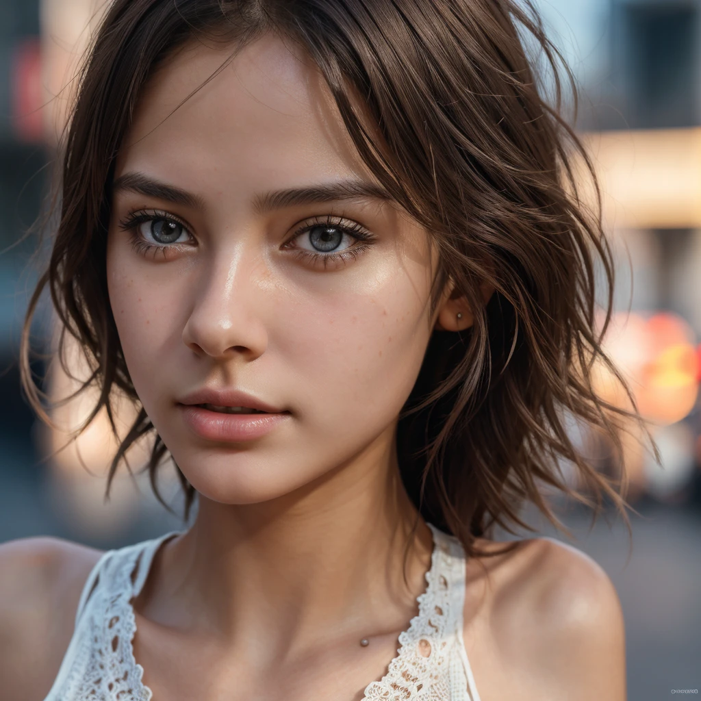 1girl, cute young skinny girl, realistic photo, detailed face, high quality, masterpiece, 4k, hyper detailed skin, delicate facial features, beautiful eyes, luscious lips, sharp focus, natural lighting, urban street setting, photorealistic, intricate details, vivid colors, cinematic lighting