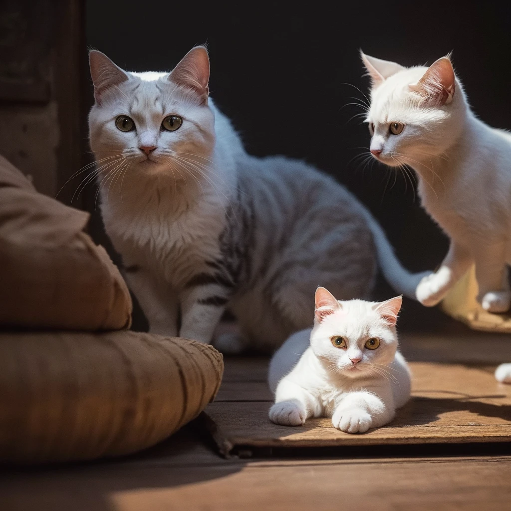 (AI-generated images at their full potential)(Ultra high definition)Slow motion、8K video(Cat living in a castle)(15th century France)(Rembrandt's Light)(Medieval Europe)、(Lots of white space)(Optics 1:Minimum 3)、PhotoReactive、dark、Deep Shadow、moderate、