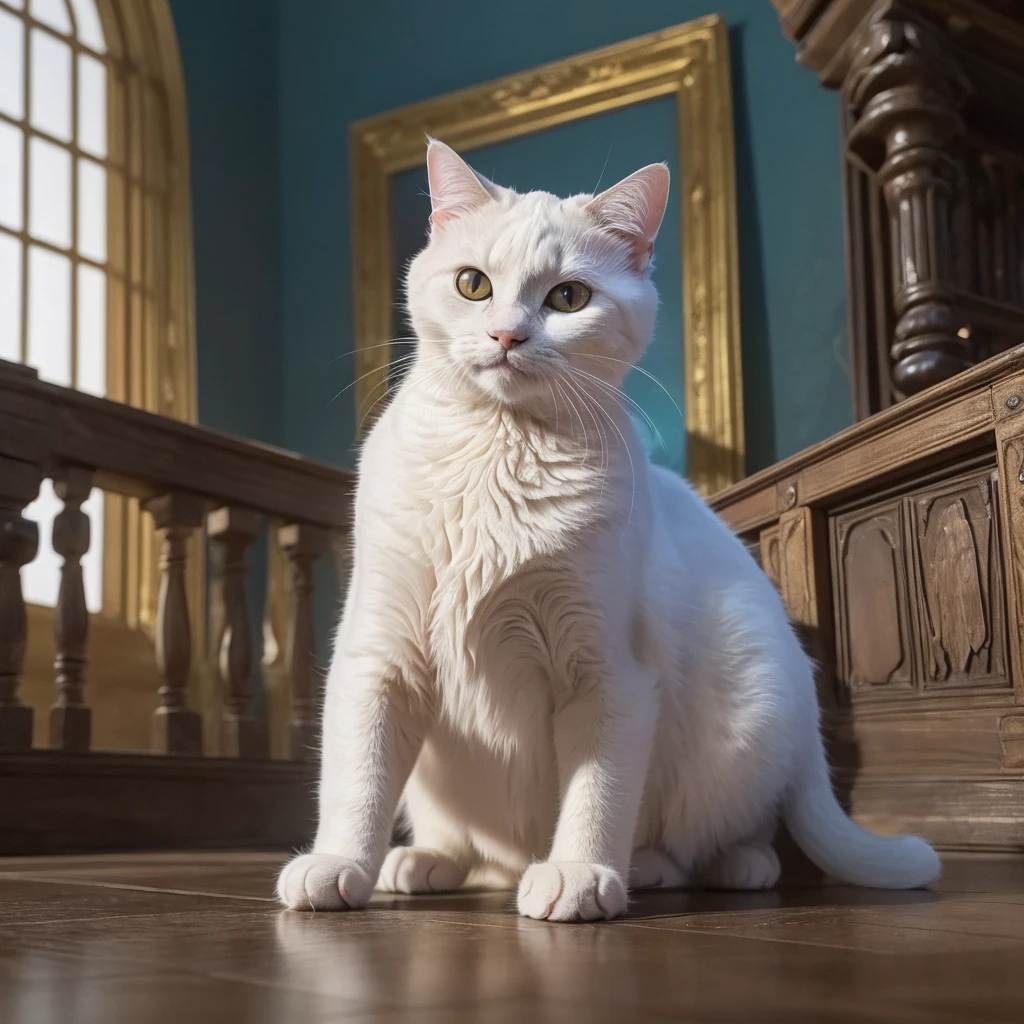 (AI-generated images at their full potential)(Ultra high definition)Slow motion、8K video(Cat living in a castle)(15th century France)(Medieval Europe)、(Lots of white space)、PhotoReactive、moderate、