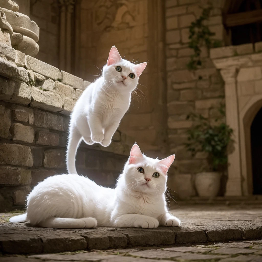 (AI-generated images at their full potential)(Ultra high definition)Slow motion、8K video(Cat living in a castle)(15th century France)(Medieval Europe)、(Lots of white space)、PhotoReactive、moderate、