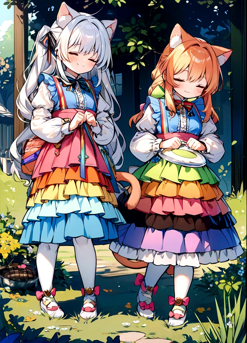 Cute Chibi Smile Cat Ears Sleeping Face Alice Rainbow Design