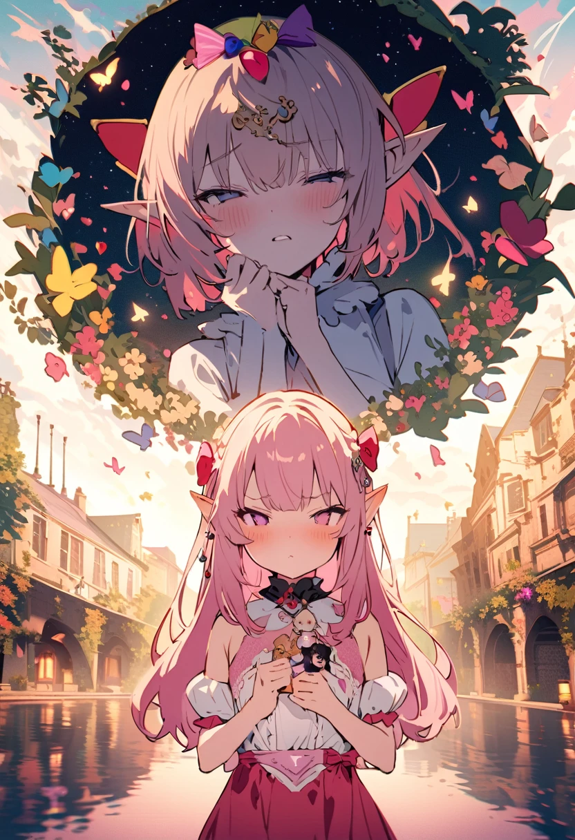 masterpiece, highest quality, Illustration of the novel, High resolution, 18+ Adult content, Sensual, Intimate, Emotional, Passionate, romantic, sweet, Adorable, Innocent, Pure, Charmな, Charmな, Charm, Mysterious, Charmな, Charmな, Immersive, Charmな, dream-like, Surreal, Imaginative, Whimsical, artistic, Avant-garde, timeless, elegant, Sophisticated, chic, Sophisticated, personality, original, Charmな,((Loli Elf:1.3)),((A look of disgust:1.3))、Upper Body、(Little)