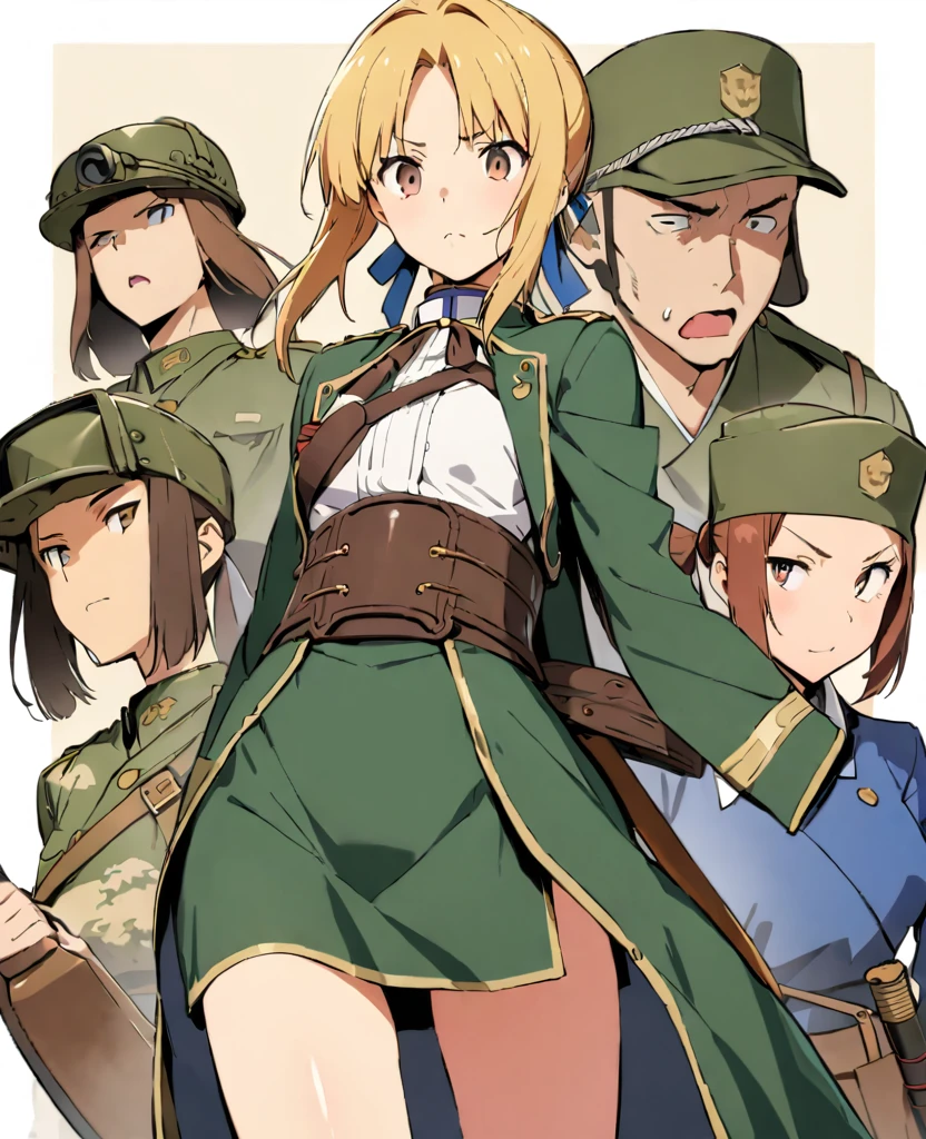 Gracie, minna, Gundula Rall, 3girls,  garrison cap, military uniform, white background, sitting, plants, wallpaper, plants 
AND 
Gracie, 3girls,  garrison cap, looking at viewer,  plants 
AND
minna, 3girls, looking at viewer, cross one' legs,  plants 
AND
Gundula Rall, 3girls, looking at viewer,  
<lora:world_witches_LW-step00120000:1>