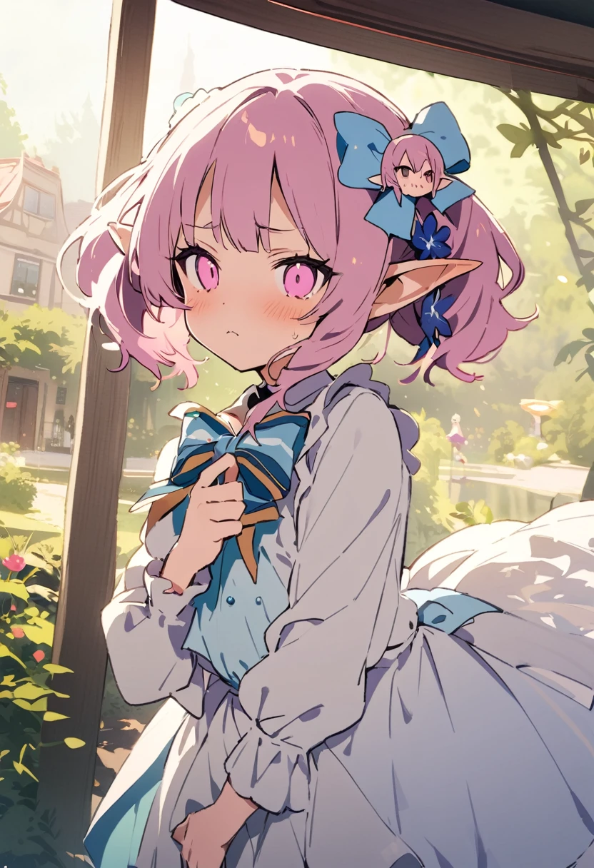 masterpiece, highest quality, Illustration of the novel, High resolution, 18+ Adult content, Sensual, Intimate, Emotional, Passionate, romantic, sweet, Adorable, Innocent, Pure, Charmな, Charmな, Charm, Mysterious, Charmな, Charmな, Immersive, Charmな, dream-like, Surreal, Imaginative, Whimsical, artistic, Avant-garde, timeless, elegant, Sophisticated, chic, Sophisticated, personality, original, Charmな,((Loli Elf:1.3)),((A look of disgust:1.3))、Upper Body、(Little)