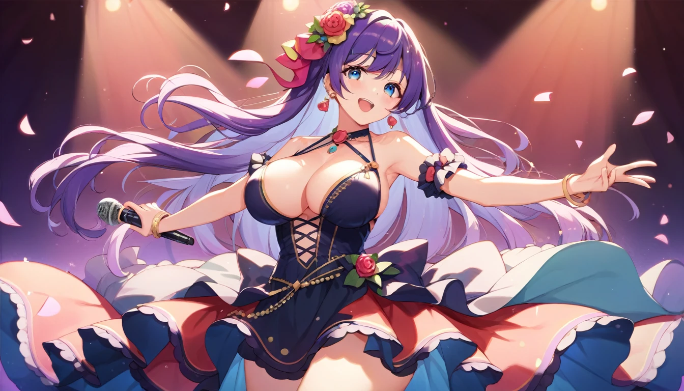 idol dancing in front of a microphone, ((1girls:1.3)), ((moe style:1.3)), ((idol outfit:1.3)), microphone, dancing, ((large breasts:1.3)), ((centerfold:1.3)), ((extremely feminine:1.3)), perfect hands, ((perfect face)), ((extremely cute:1.3)), ((masterpiece)), ((8k)), ((best quality)), ((beautiful)), ((extremely detailed:1.3)) , ((absurdres)), AddXL, ((score_9:1.3)), ((score_8_up:1.3)), ((score_7_up:1.3)),
