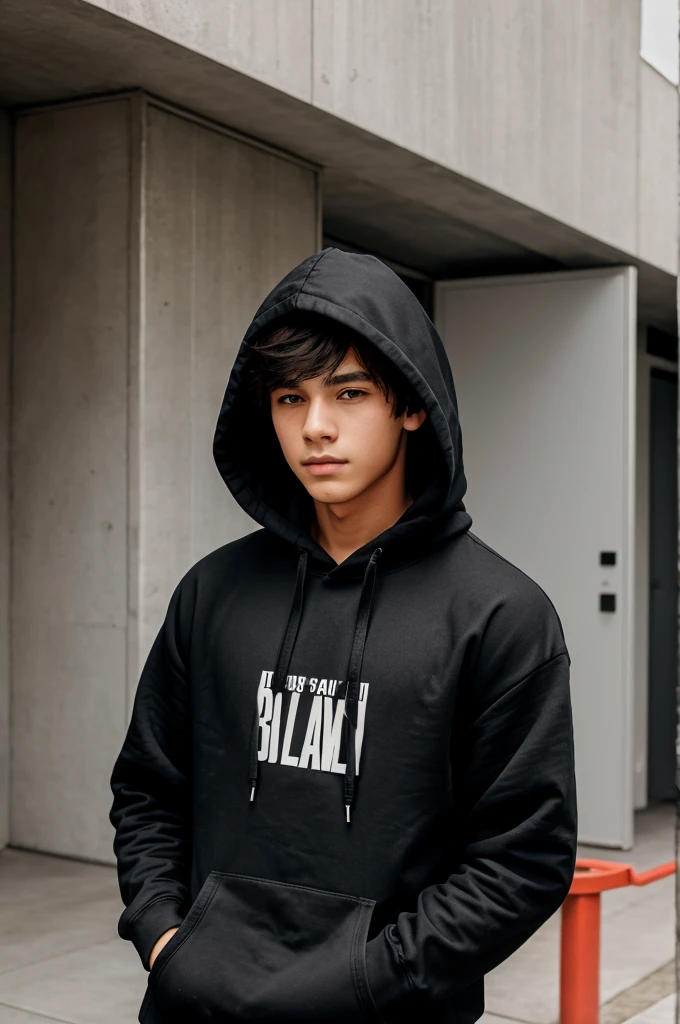 A boy age is 19 in black hoodie