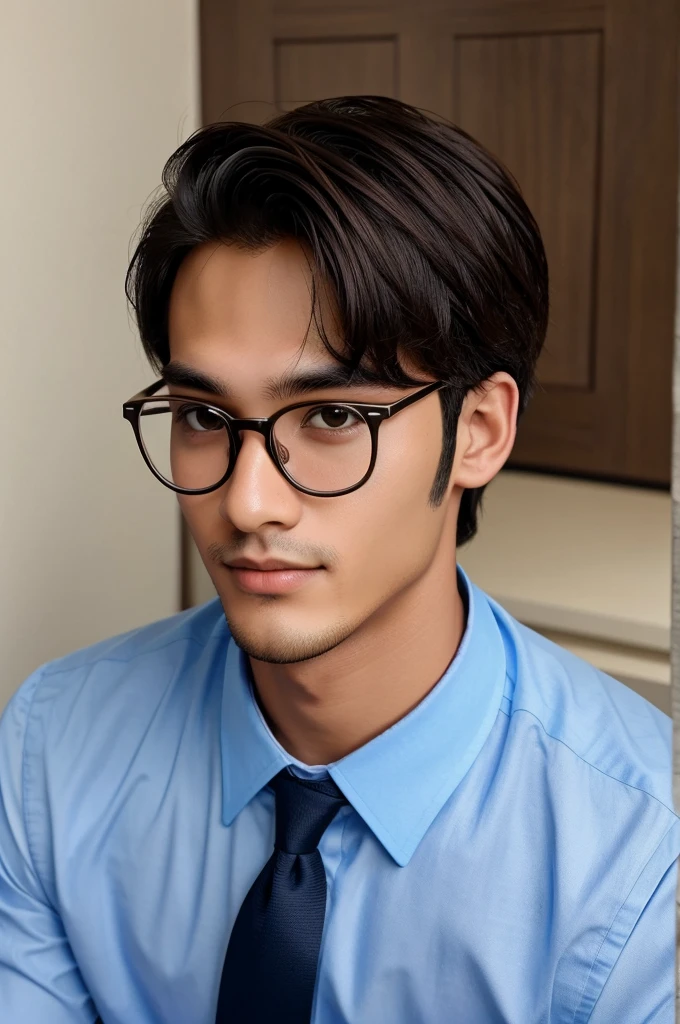 22 year old professional boy wearing spectacles and formals with a handsome face for linkedin profile photo