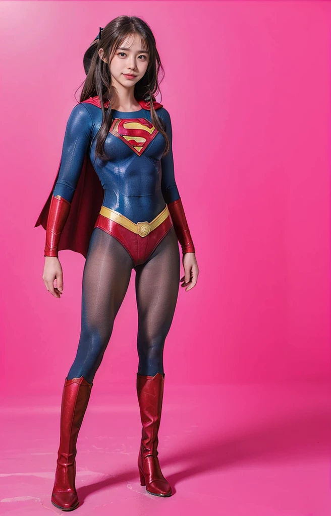 No background、(((Beautiful legs in black tights.)))、(((Legally express the beauty of your smile)))、((((Make the most of your original images)))、(((体にぴったりフィットするSupergirl Costume)))、(((Supergirl Costume)))、(((Beautiful twin tail hairstyle)))、(((She is winking cutely.)))、(((Please wear black tights....、Wear red boots)))、((Best image quality、8k))、((highest quality、8k、masterpiece:1.3))、(((Preserve background )))、Sharp focus:1.2、Beautiful woman with perfect figure:1.4、Slim Abs:1.2、Wet body:1.5、Highly detailed face and skin texture、8k