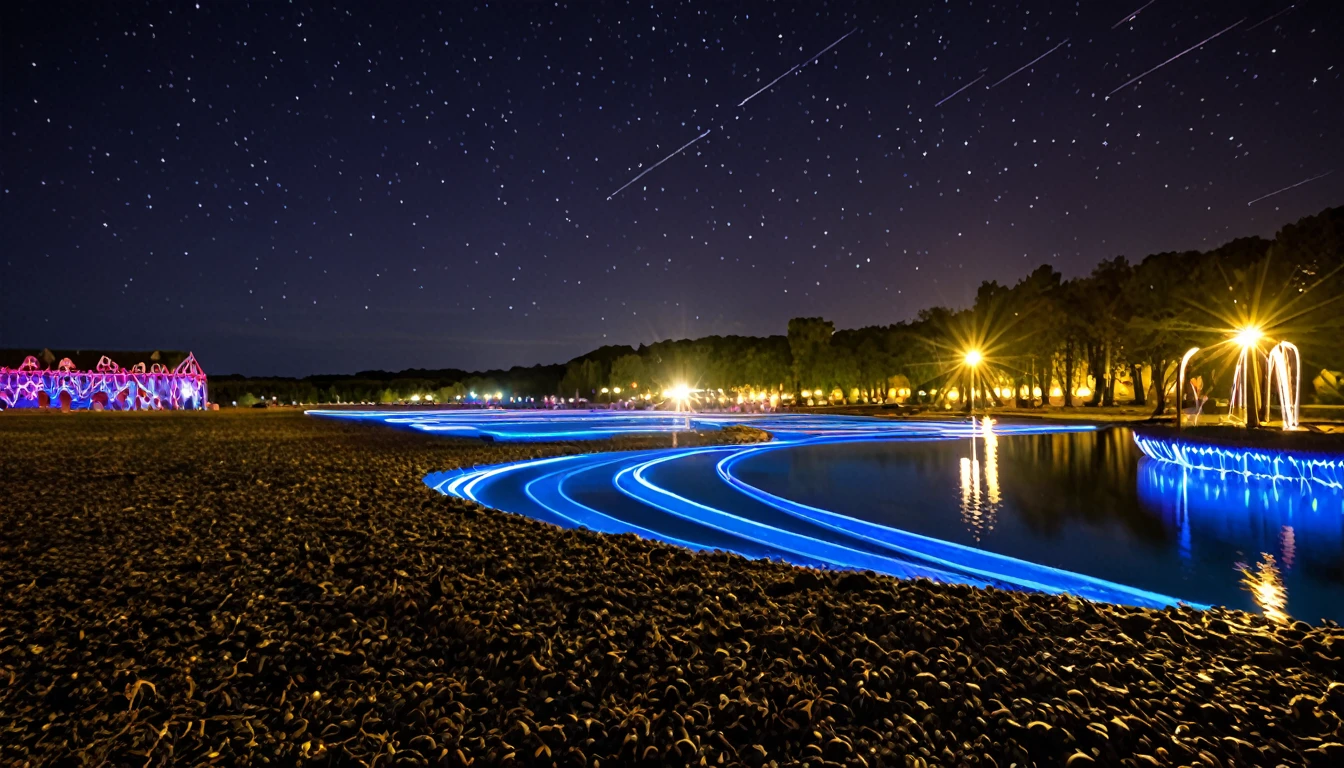 fete foraine illuminée abandonnée la nuit