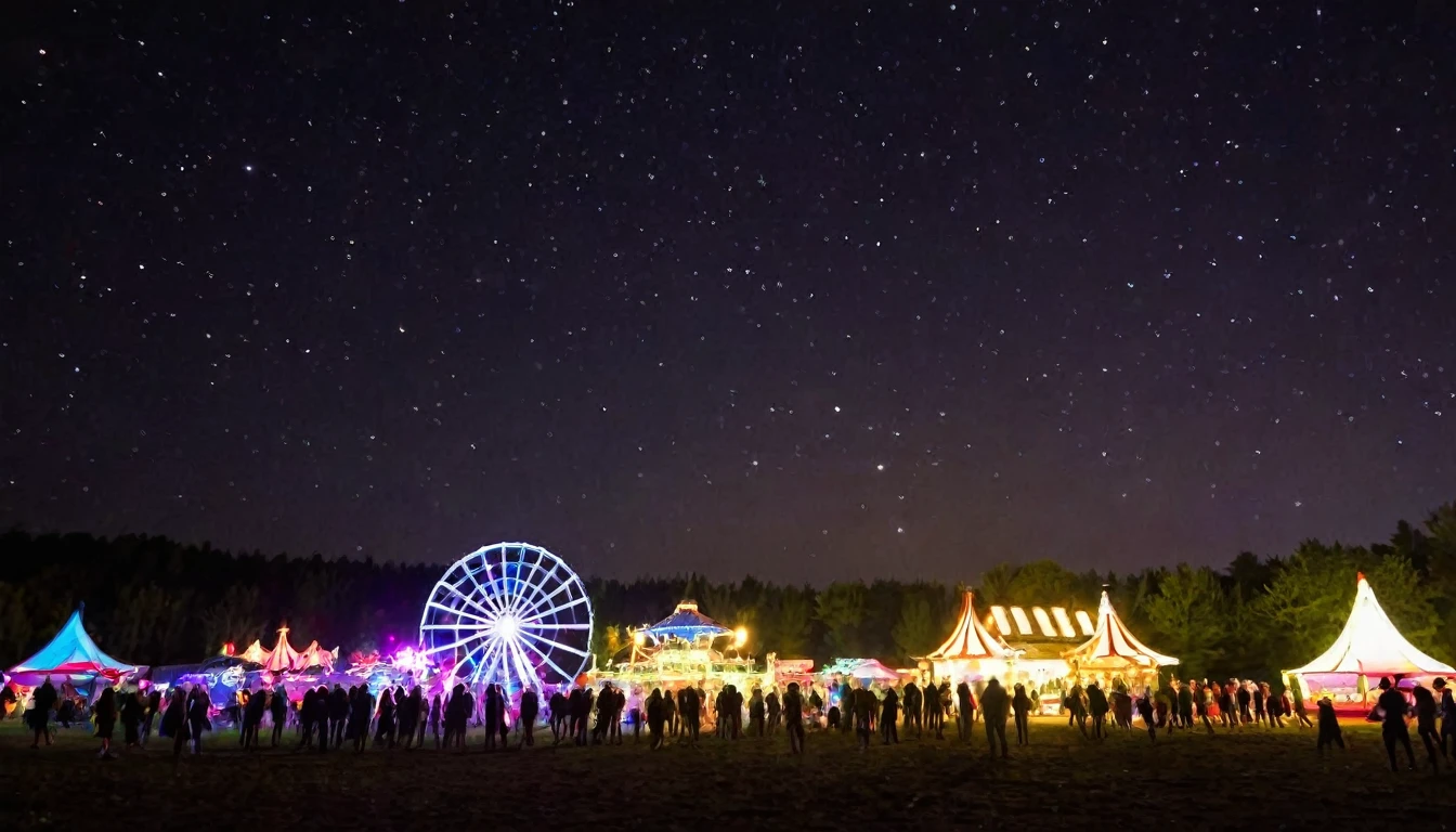 fete foraine illuminée abandonnée la nuit 