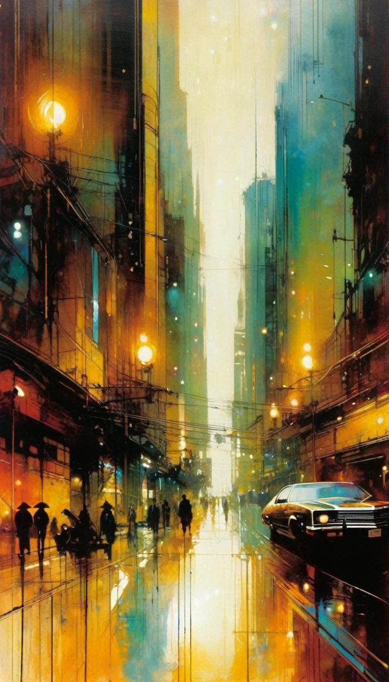 SMOOTH OIL WALLPAPER, MARON (art inspired by Bill Sienkiewicz,). oil painting)
