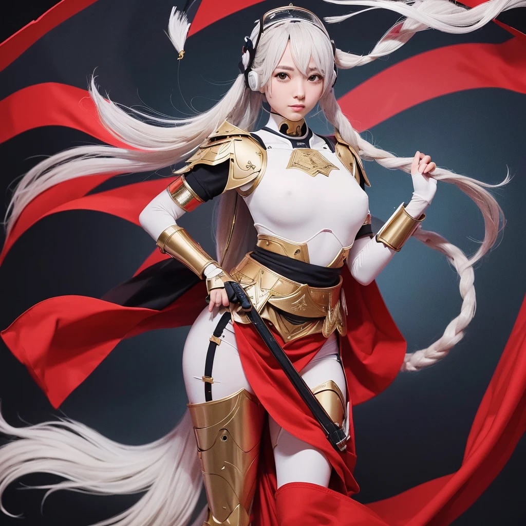 ((The best AI-generated images))(Ultra high definition)(masterpiece)(The composition of the flag of the Japan)(Jeanne d&#39;Arc)(A beautiful white-haired female holy knight)(France in the 15th century)(Jeanne d&#39;Arcの肖像)、(The Maid of Orleans)Mont Saint-Michel(long)(Simple Armor)(Smooth armor)(White woman)(Rembrandt Wright)(Waist photo)White eyebrows、White Hair、(Lots of white space)(Steel Armor)(Realistic female portraits by John William Waterhouse and Alphonse Mucha)Beautiful female knight、(Optics 1:Minimum 3)、Beautiful expression、(Grey Eyes)、PhotoReactive、Dynamic Lighting、Volumetric Lighting、Highly detailed face、、1girl、dark、Deep Shadow、moderate、