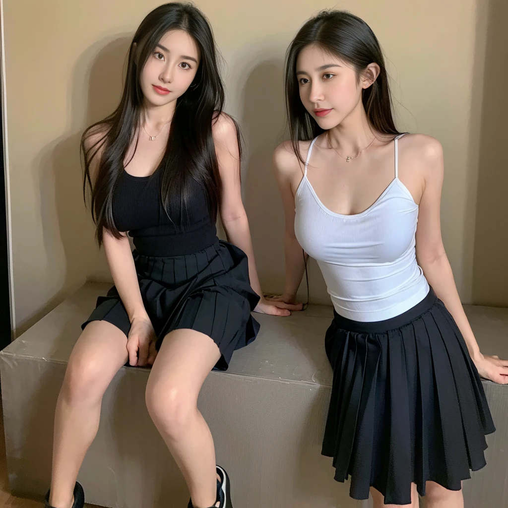 (bare legs), (Skirt full thigh), (knee-length outfit), (hair curled on both sides), (center shoes shot), ((full-body standing image)), (cover knee), (white t shirt), (Scottish pleated skirt), (bare shoulders), (bare arms), twinsies、The ultra-detailliert, (white t shirt), (cotton spaghetti-strap top), (cotton spaghetti-strap top), (cotton spaghetti-strap top), (cotton spaghetti-strap top), (long skirt), (A hem full flared skirt), (Hem full flared dress), (a girl pretty girl with perfect figure), (a photo of the night sky), (32K,1 20-year-old girl, The light from the rear room is backlit, Ray traching), (a pair of black leather boots, highly detailed boots), (full body), (hair black), (two-parted hair), (very thick hair), (short upper chest :1.5), (pectoral muscles are large), (upper breasts are firm and round :1.5), (round breasts :1.3), (breast cleft), (Lower breasts short :1.3), (Expose upper pectoral muscles :1.2), (Slender chest), (short upper chest), (breasts wollen upper breasts), (pectoral muscles are large), (upper breasts are firm and round), (stand upright), (two shoe ends), (two shoe toes) ,(put on blush), (apply powder), (makeup), (standing), (asian girl princess), (Black non-reflective fabric for making skirt), (dark skirt), (thick thighs), (large calves), (large knees), (one-piece skirt), (seamless skirt), (long shins) , (big shins), (A hem full flared skirt), (Hem full flared dress), (A hem full flared skirt), (thighs meets knee), (black skirt), (black skirt), (black skirt), (black skirt), (knee gap), (knee gap), (black shoes), (knee gap), (black shoes), (Expose cleavage), (Scottish pleated midi skirt) (Super fine face and eyes), (Highly detailed face and skin texture, Detailed eyes, Double eyelid), (stading shot), (stading shot), , (Scottish pleated midi skirt), (Scottish pleated midi skirt), (knee-length outfit), (knee-length outfit), (knee-length outfit), (knee-length outfit), (Skirt full thigh), (Skirt full thigh)