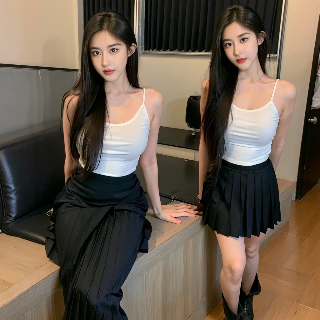 (Skirt full thigh), (knee-length outfit), (hair curled on both sides), (center shoes shot), ((full-body standing image)), (cover knee), (white t shirt), (Scottish pleated skirt), (bare shoulders), (bare arms), twinsies、The ultra-detailliert, (white t shirt), (cotton spaghetti-strap top), (cotton spaghetti-strap top), (cotton spaghetti-strap top), (cotton spaghetti-strap top), (long skirt), (A hem full flared skirt), (Hem full flared dress), (a girl pretty girl with perfect figure), (a photo of the night sky), (32K,1 20-year-old girl, The light from the rear room is backlit, Ray traching), (a pair of black leather boots, highly detailed boots), (full body), (hair black), (two-parted hair), (very thick hair), (Slender chest), (short upper chest), (wollen upper breasts :1.5), (pectoral muscles are large), (upper breasts are firm and round), (stand upright), (two shoe ends), (two shoe toes) ,(put on blush), (apply powder), (makeup), (standing), (asian girl princess), (Black non-reflective fabric for making skirt), (dark skirt), (thick thighs), (large calves), (large knees), (one-piece skirt), (seamless skirt), (long shins) , (big shins), (A hem full flared skirt), (Hem full flared dress), (A hem full flared skirt), (thighs meets knee), (black skirt), (black skirt), (black skirt), (black skirt), (knee gap), (knee gap), (black shoes), (knee gap), (black shoes), (Expose cleavage), (Scottish pleated midi skirt) (Super fine face and eyes), (Highly detailed face and skin texture, Detailed eyes, Double eyelid), (stading shot), (stading shot), , (Scottish pleated midi skirt), (Scottish pleated midi skirt), (knee-length outfit), (knee-length outfit), (knee-length outfit), (knee-length outfit), (Skirt full thigh), (Skirt full thigh), (large shin), (thick thighs), (large shin), (thick thighs), (large shin), (thick thighs), (large shin), (thick thighs), (large shin), (thick thighs), (large shin), (thick thighs), (large shin), (thick thighs), (large shin), (thick thighs), (large shin)