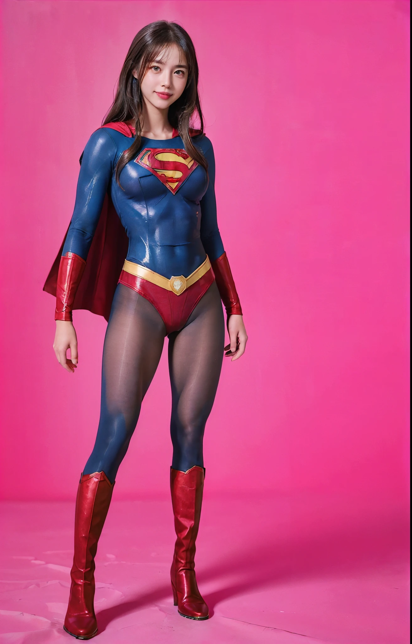 No background、(((Beautiful legs in black tights.)))、(((Legally express the beauty of your smile)))、((((Make the most of your original images)))、(((体にぴったりフィットするSupergirl Costume)))、(((Supergirl Costume)))、(((Beautiful twin tail hairstyle)))、(((She is winking cutely.)))、(((Please wear black tights....、Wear red boots)))、((Best image quality、8k))、((highest quality、8k、masterpiece:1.3))、(((Preserve background )))、Sharp focus:1.2、Beautiful woman with perfect figure:1.4、Slim Abs:1.2、Wet body:1.5、Highly detailed face and skin texture、8k