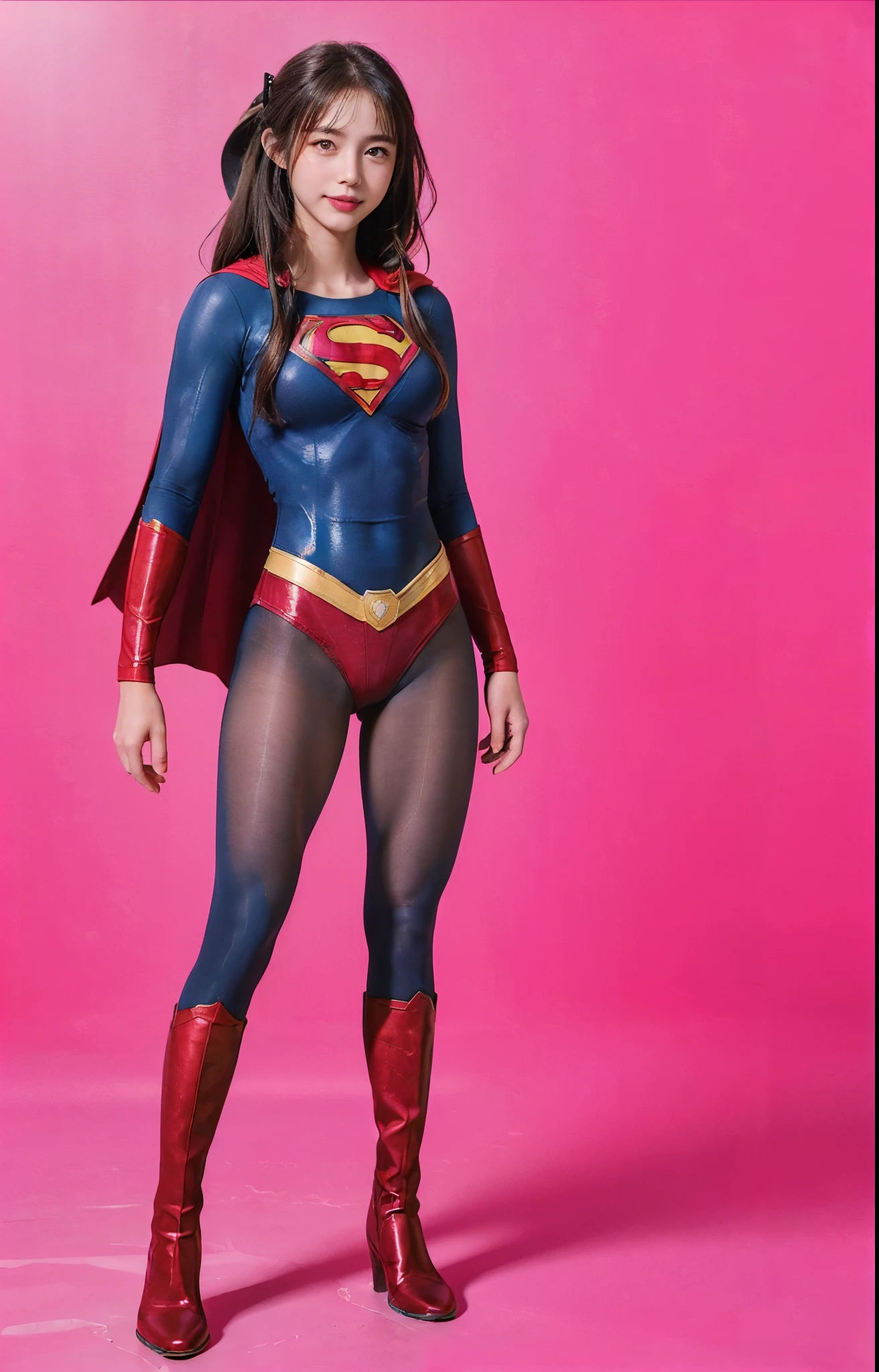 No background、(((Beautiful legs in black tights.)))、(((Legally express the beauty of your smile)))、((((Make the most of your original images)))、(((体にぴったりフィットするSupergirl Costume)))、(((Supergirl Costume)))、(((Beautiful twin tail hairstyle)))、(((She is winking cutely.)))、(((Please wear black tights....、Wear red boots)))、((Best image quality、8k))、((highest quality、8k、masterpiece:1.3))、(((Preserve background )))、Sharp focus:1.2、Beautiful woman with perfect figure:1.4、Slim Abs:1.2、Wet body:1.5、Highly detailed face and skin texture、8k