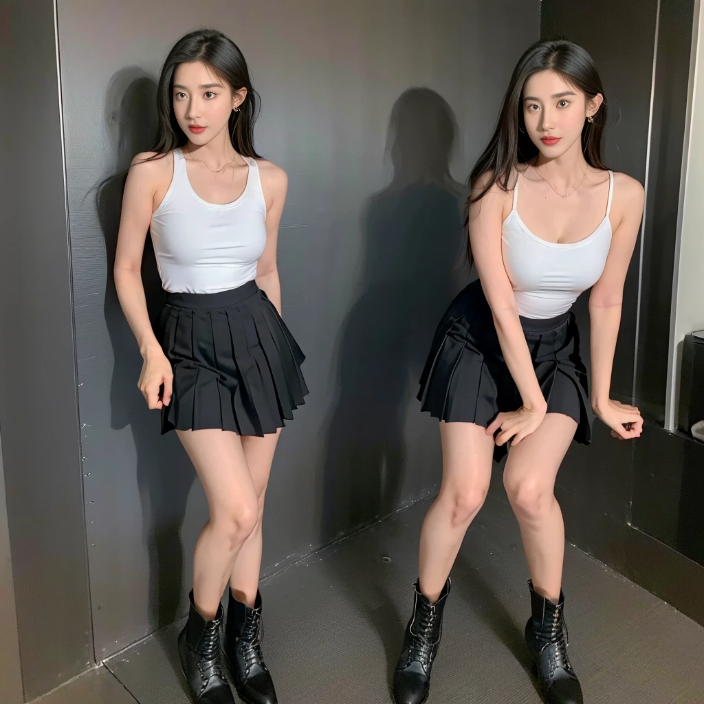 (large shins), (square-necked camisole), (white strapless DRESS), (Breasts tilting towards the upper chest), (Oversized T-shirt with excess fabric when tucked into a skirt), (Skirt full thigh), (knee-length outfit), (hair curled on both sides), (center shoes shot), ((full-body standing image)), (cover knee), (Scottish pleated skirt), (bare shoulders), (bare arms), twinsies、The ultra-detailliert, (cotton spaghetti-strap top), (cotton spaghetti-strap top), (cotton spaghetti-strap top), (cotton spaghetti-strap top), (long skirt), (A hem full flared skirt), (Hem full flared dress), (a girl pretty girl with perfect figure), (a photo of the night sky), (32K,1 20-year-old girl, The light from the rear room is backlit, Ray traching), (full body), (two-parted hair), (very thick hair), (Slender chest), (short upper chest), (pectoral muscles are large), (upper breasts are firm and round), (stand upright), (two shoe ends), (two shoe toes) ,(put on blush), (apply powder), (makeup), (standing), (asian girl princess), (Black non-reflective fabric for making skirt), (dark skirt), (thick thighs), (large calves), (large knees), (one-piece skirt), (seamless skirt), (long shins) , (big shins), (A hem full flared skirt), (Hem full flared dress), (A hem full flared skirt), (thighs meets knee), (black skirt), (black skirt), (black skirt), (black skirt), (knee gap), (knee gap), (knee gap), (Expose cleavage :1.3), (Scottish pleated midi skirt) (Super fine face and eyes), (Highly detailed face and skin texture, Detailed eyes, Double eyelid), (stading shot), (stading shot), , (Scottish pleated midi skirt), (Scottish pleated midi skirt), (knee-length outfit), (knee-length outfit), (knee-length outfit), (knee-length outfit), (Skirt full thigh), (Skirt full thigh), (white sneakers), (a pair of white leather boots, highly detailed boots), (Breasts curving upwards), (Breasts pointing upwards), (cotton spaghetti-strap top), (cotton spaghetti-strap top)
