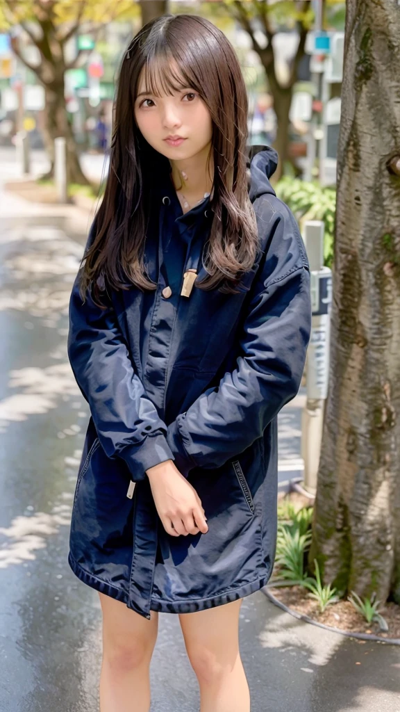 (skin blemish:1.2), (skindentation), black eye, 1woman, 25yo, (((woman))), solo, realistic,  best quality, photorealistic, masterpiece, 8k, high res, solo, extremely detailed face,  (professional lighting, bokeh), (light particles, lens flare, glowing particles:0.6), (dynamic pose:1.2), soft lighting, top angle view, fashionable and trendy atmosphere, japan, (street:1), tokyo, (city), river, ((nighttime)), sky,  ((looking at the viewer:1)), (looking at the camera),(portrait:0.6), cowboy shot, gorgeous, walking, keep original facial proportion, wide shoulder, full body,  (medium breast),  (long hair), brown hair, floating hair, lips, lipstick, seductive smile, floating hair, (smile), (open_mouth), teeth, eye ring, hoodie, hood, ma1 jacket, hood coat,  mole, (mole under eye:1),    