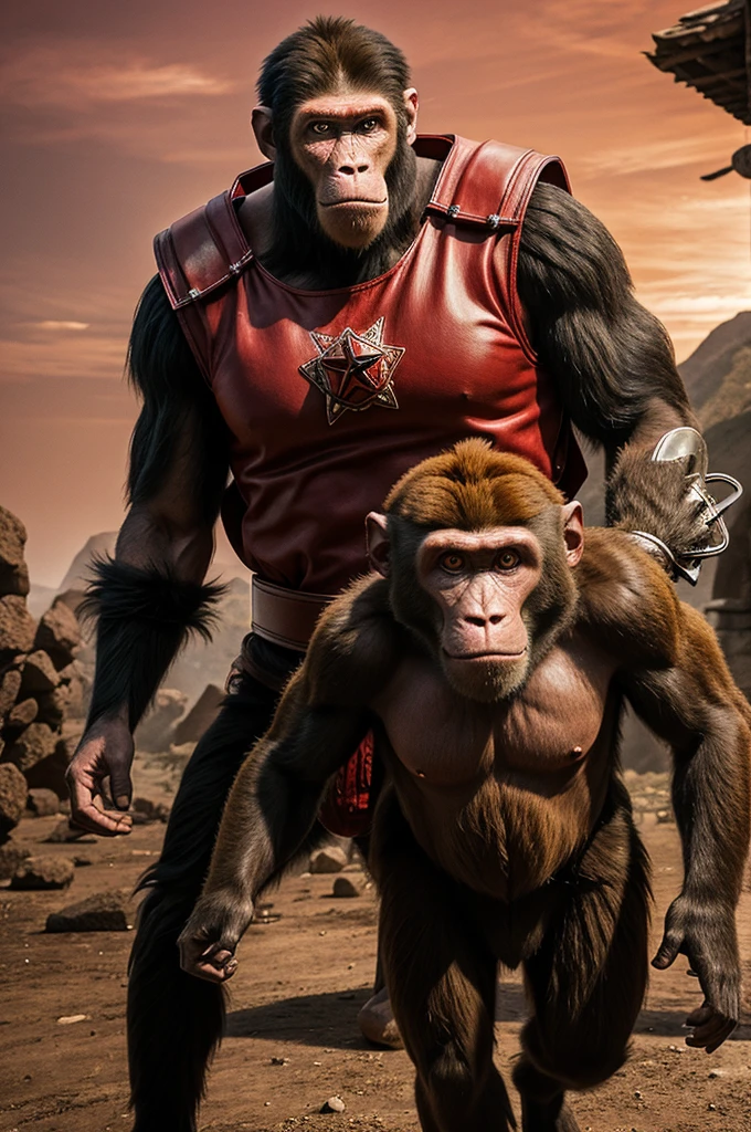 The monster roten star fighting with monkey man