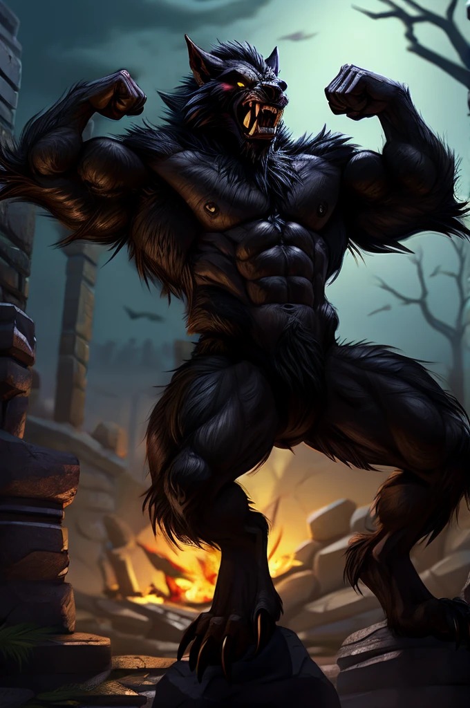 Werewolf, flexing,  face 